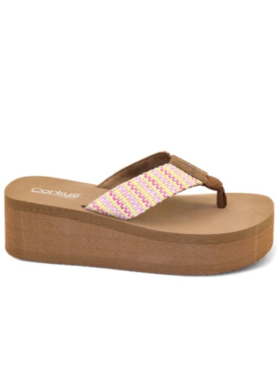 Corkys Shoes - Corkys Pink Multi Take a dip platform sandals size 10